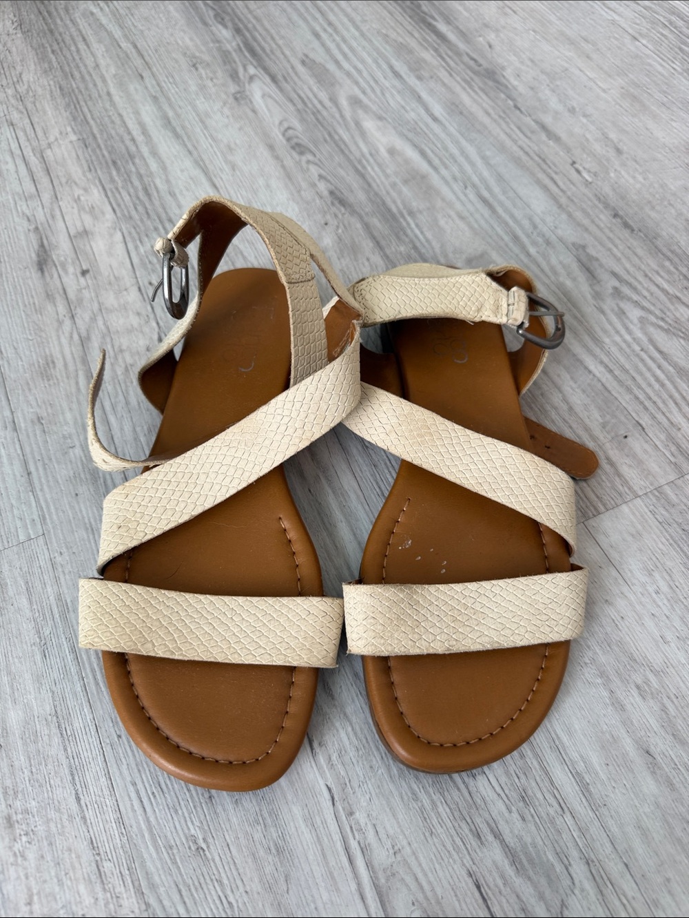 Franco Sarto Cream Textured Strappy Sandals